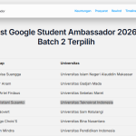 Mahasiswa Sistem Informasi Universitas Teknokrat Indonesia Lolos sebagai Google Student Ambassador 2026